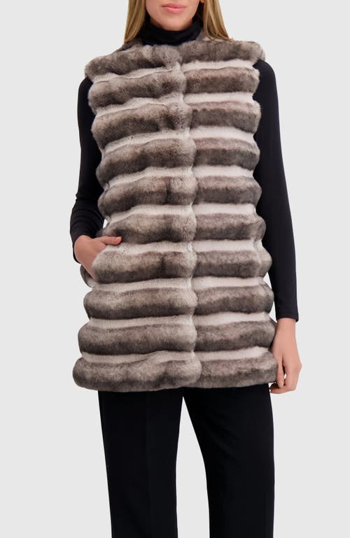 Lyla Grant Fur-free Chinchilla (faux Fur) Horizontal Vest In Neutral