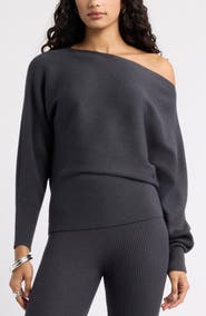 Open Edit Softluxe Off the Shoulder Sweater