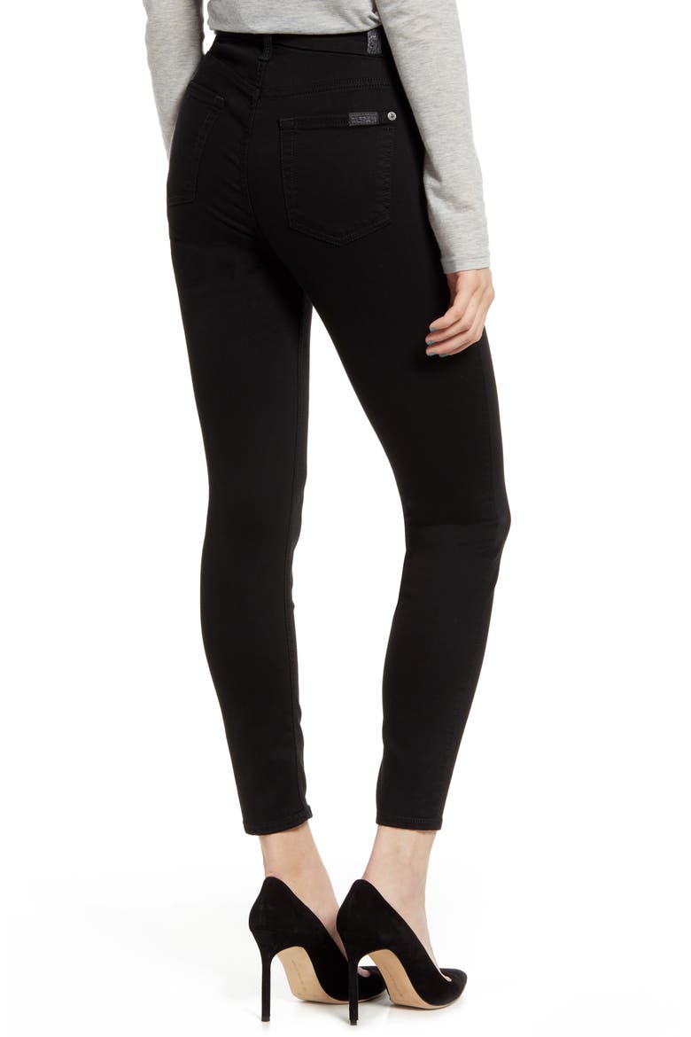 7 For All Mankind® High Waist Ankle Skinny Jeans, Alternate, color, BAIRBLACK