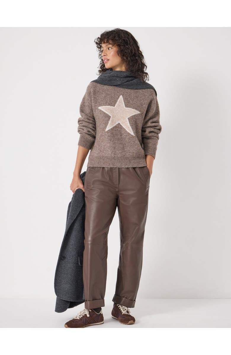 Hush Wool Blend Star Jacquard Sweater, Alternate, color, Antler Brown