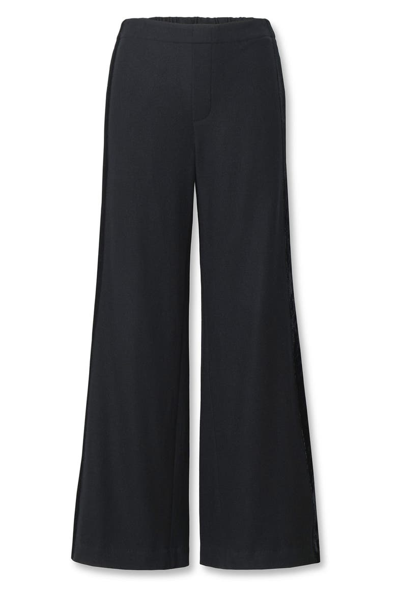 Melanie Wide Leg Wool Track Pants, Alternate, color, BLACK