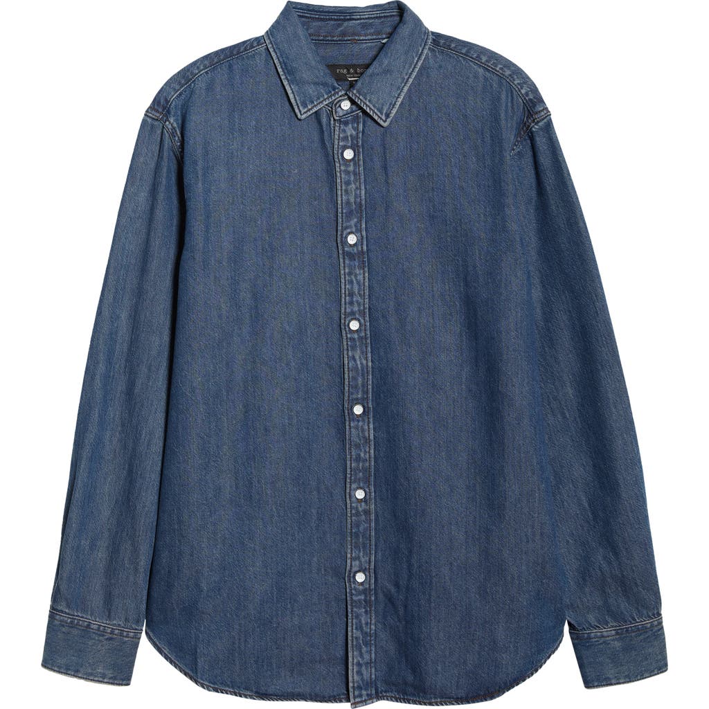 Rag & Bone Finch Featherweight Denim Button-up Shirt In Blue