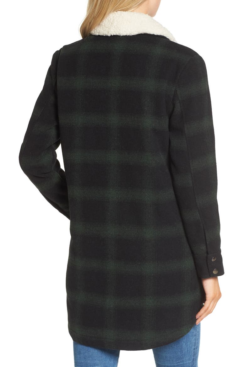BB Dakota Bradley Fleece Lined Plaid Coat, Alternate, color, FOREST GREEN