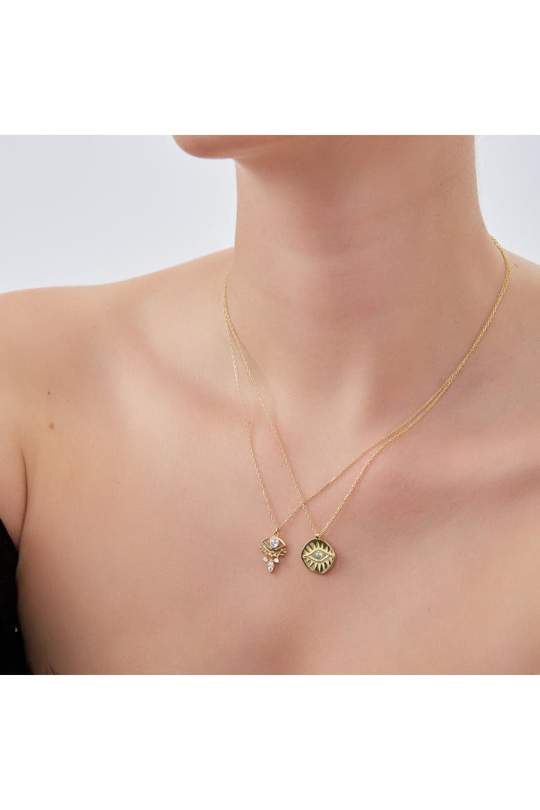 Sterling Silver Eye Evil Eye Pendant Necklace, Alternate, color, Gold