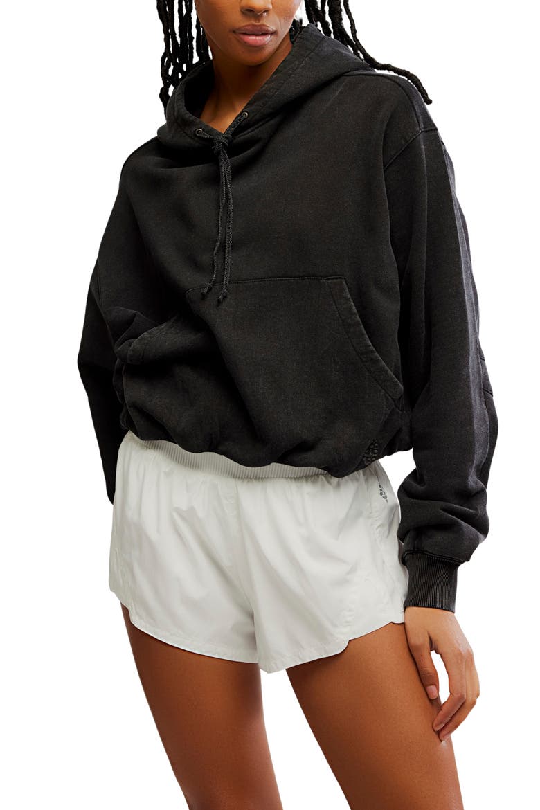 Day Off Crop Cotton Blend Hoodie, Main, color, BLACK
