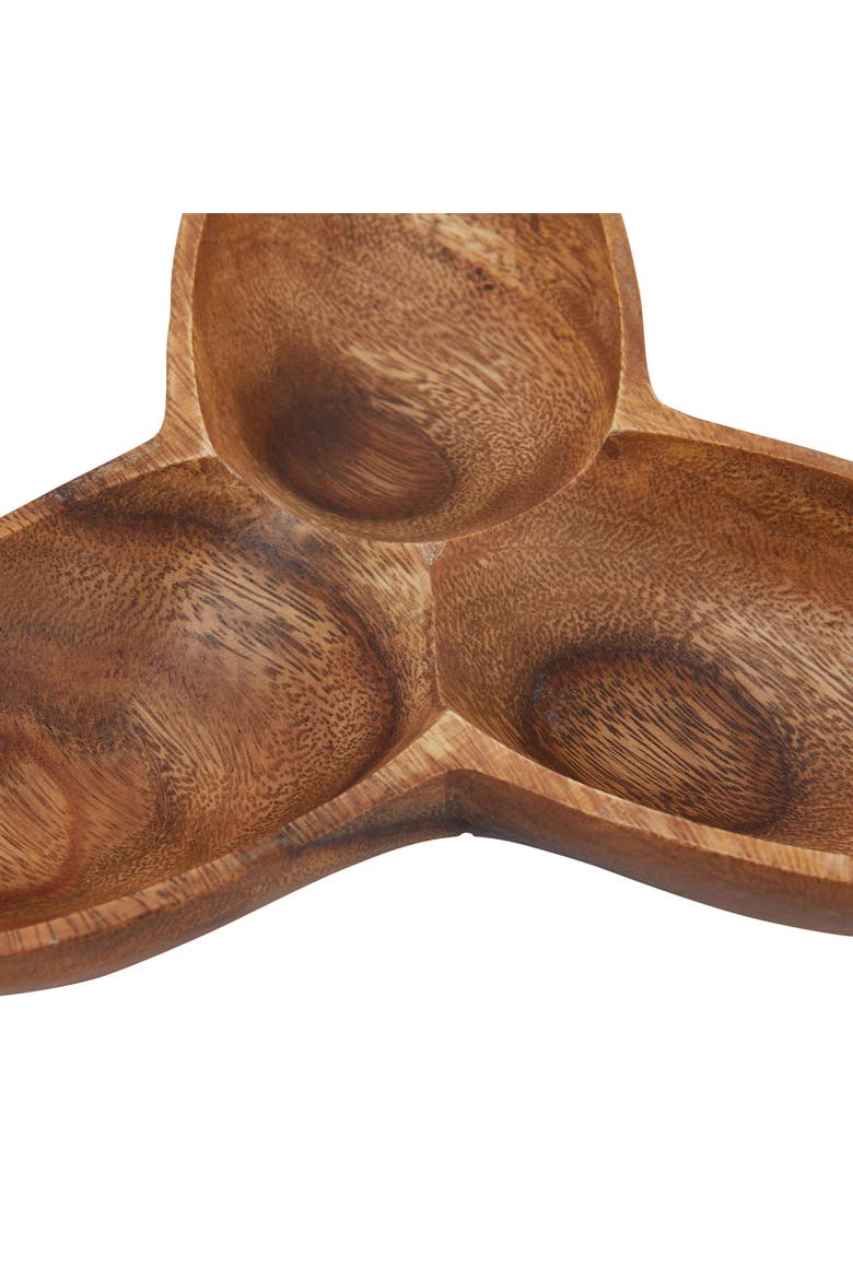 Modern Acacia Wood Appetizer Bowl with 3 Compartments, Natural, Alternate, color, Natural