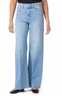 PAIGE Anessa Raw Hem Wide Leg Jeans