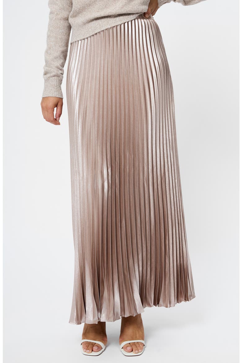 Marielle Pleated Metallic Satin Maxi Skirt, Main, color, CHAMPAGNE MIST