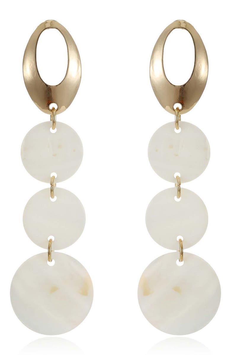 Ettika Disco Shell Drop Earrings, Alternate, color, White/ Gold
