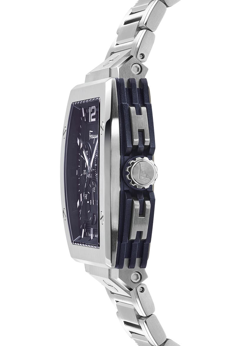Tonneau Chronograph Bracelet Watch, 41.8mm, Alternate, color, SILVER