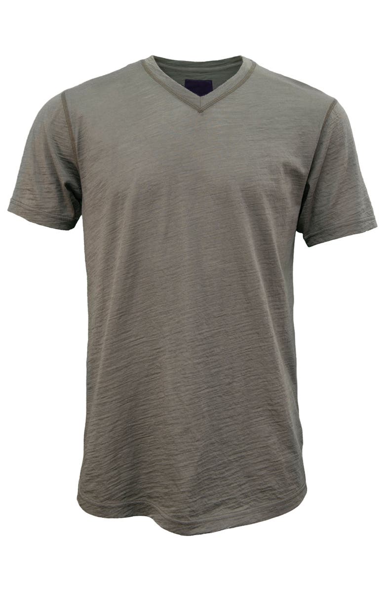 Lords of Harlech Victor Extra Fine Merino Wool V-neck Shirt, Main, color, Sage