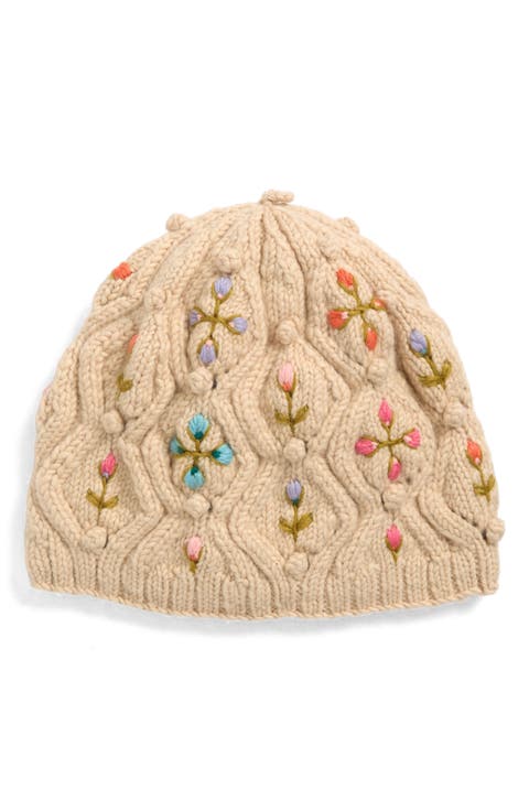 Tilly Floral Embroidered Wool Knit Hat
