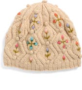FRENCH KNOT Tilly Floral Embroidered Wool Knit Hat