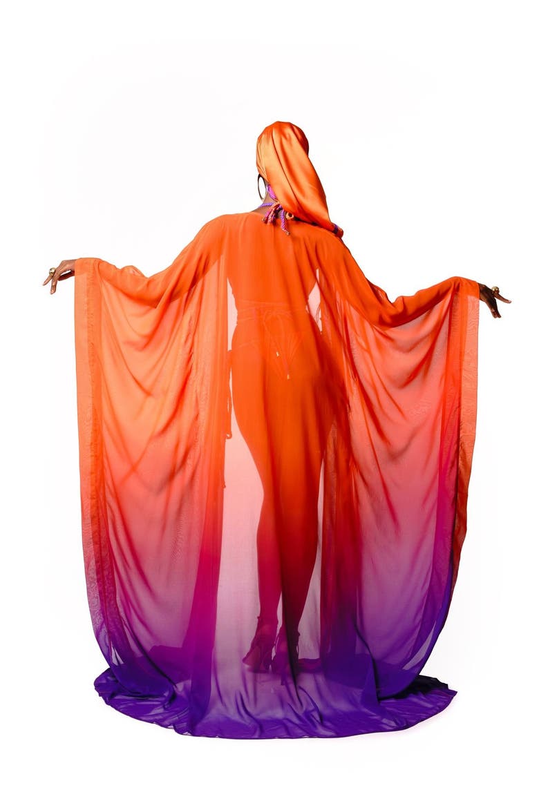 Luna Chiffon Kaftan, Alternate, color, Orange