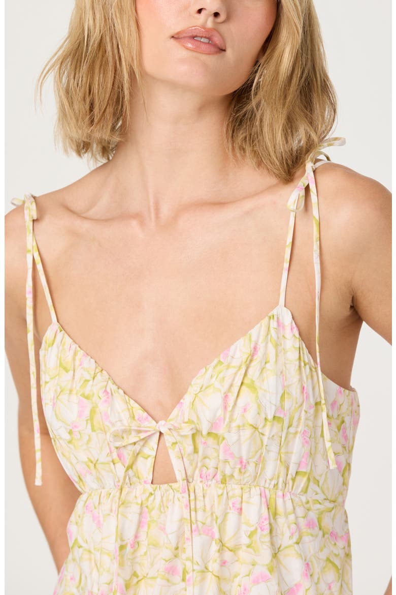 Tie Strap Tiered Maxi Dress, Alternate, color, YELLOW FLORAL