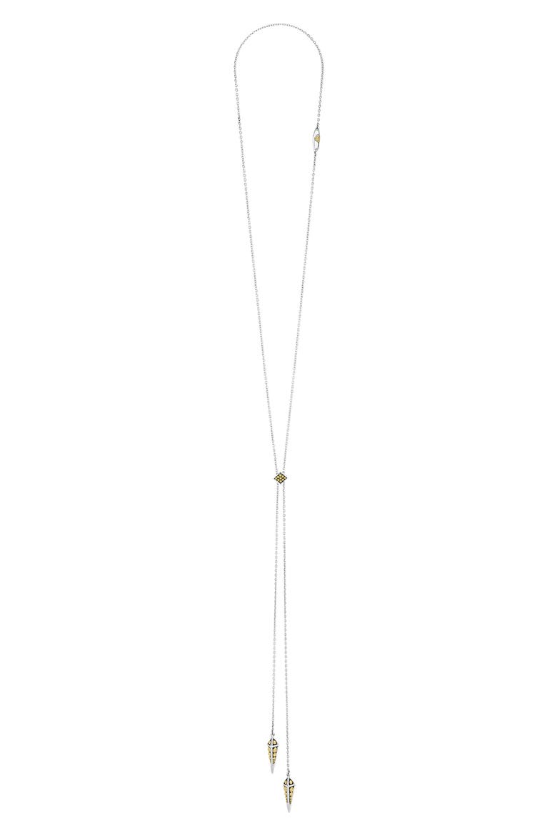KSL Double Large Pyramid Bolo Necklace, Alternate, color, SILVER