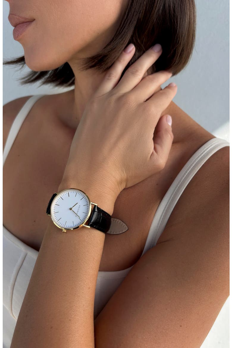 Copenhagen Quartz Strap Watch, 36mm, Alternate, color, BLACK/ GOLD/ WHITE