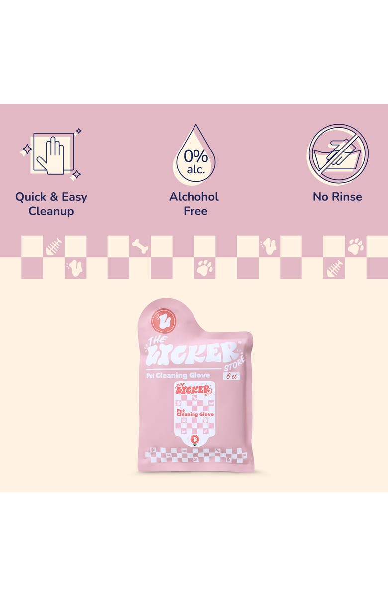 The Licker Store Dog Grooming Soft Glove Hypoallergenic Wipes for Dogs and Cats, Alternate, color, 1Pack (6Ct)