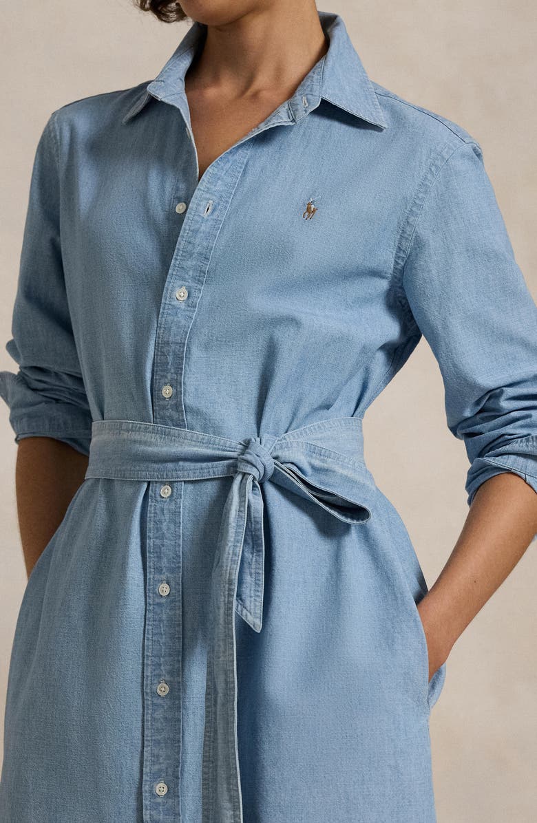 Polo Ralph Lauren Belted Chambray Midi Dress, Alternate, color,