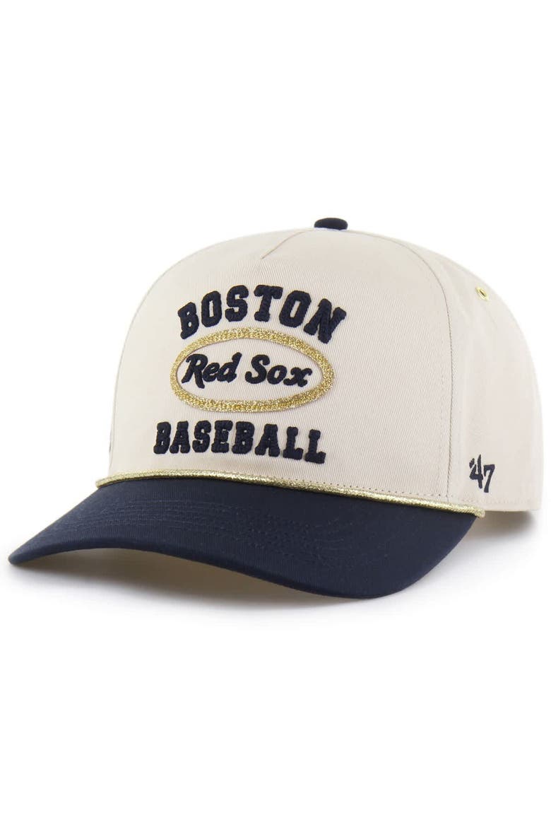 Men's '47 x Stoney Clover Lane  Natural/Navy Boston Red Sox Glitter Rope Hitch Adjustable Hat, Alternate, color, Natural