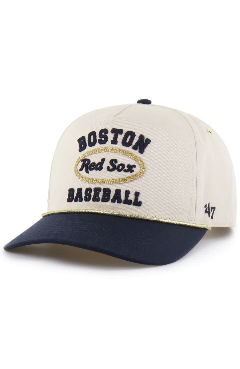 Stoney Clover Lane X '47 Men's '47 x Stoney Clover Lane  Natural/Navy Boston Red Sox Glitter Rope Hitch Adjustable Hat, Alternate, color, Natural