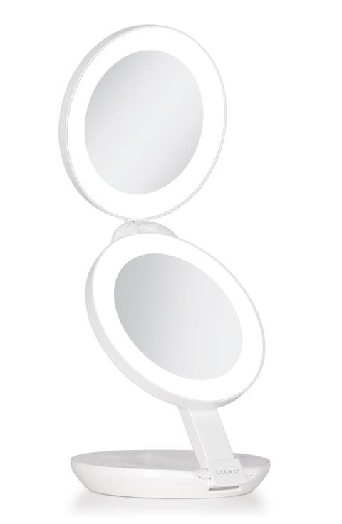 Lighted Travel Mirror with Magnification & Folding-to-Compact