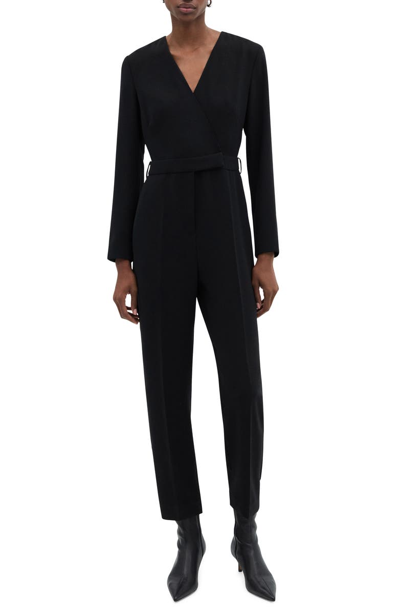 MANGO Faux Wrap Jumpsuit, Main, color, 