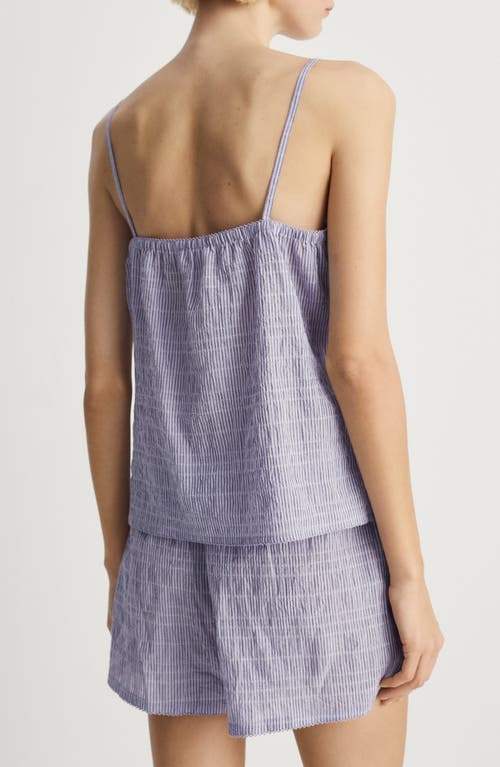 Mango Seersucker Stripe Cotton Pajama Set Lilac In Lilac