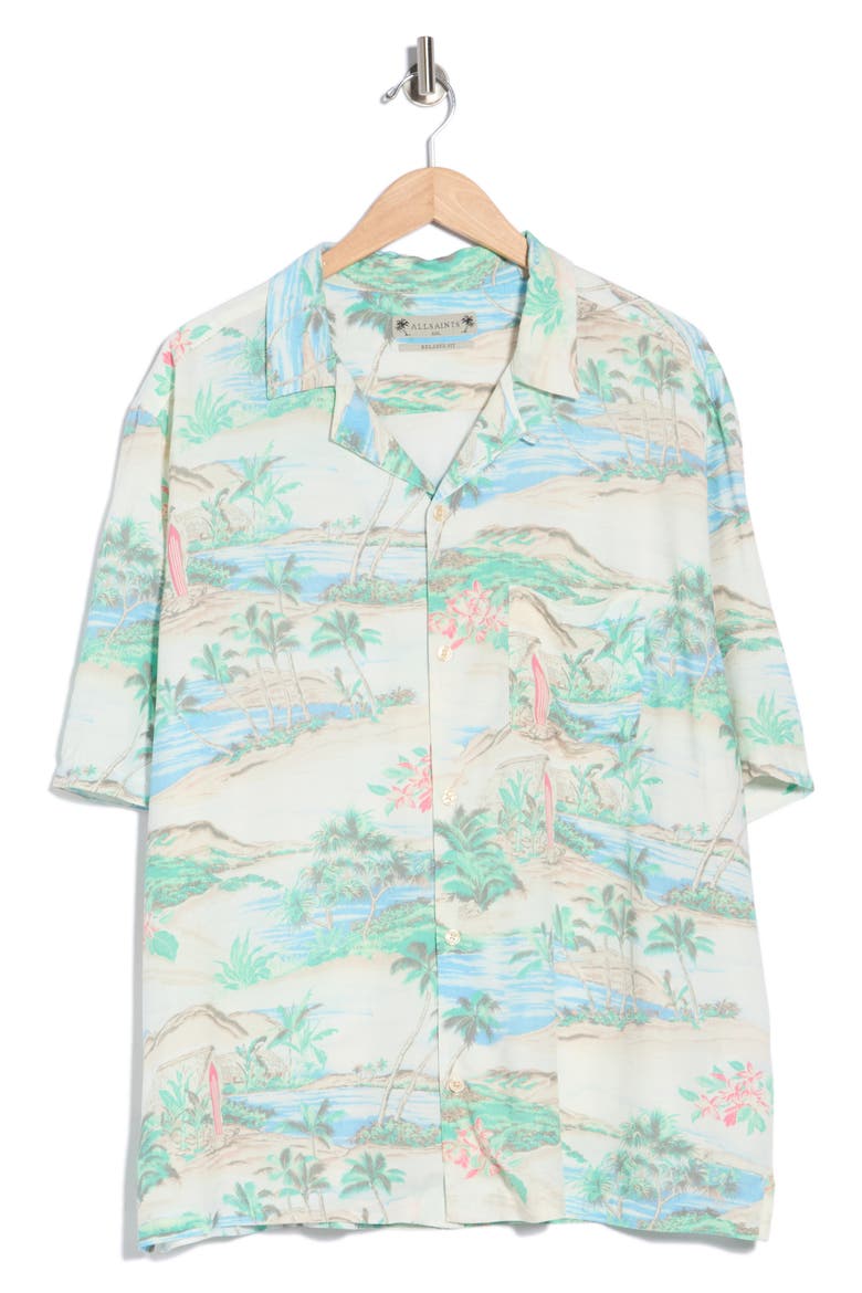 Biarritz Relaxed Fit Camp Shirt, Alternate, color, FROSTED WHITE