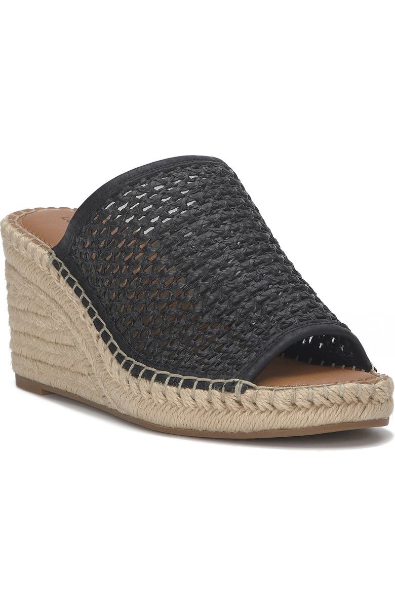 Lucky Brand Cabriah Espadrille Platform Wedge Slide Sandal, Main, color, Black Crochet