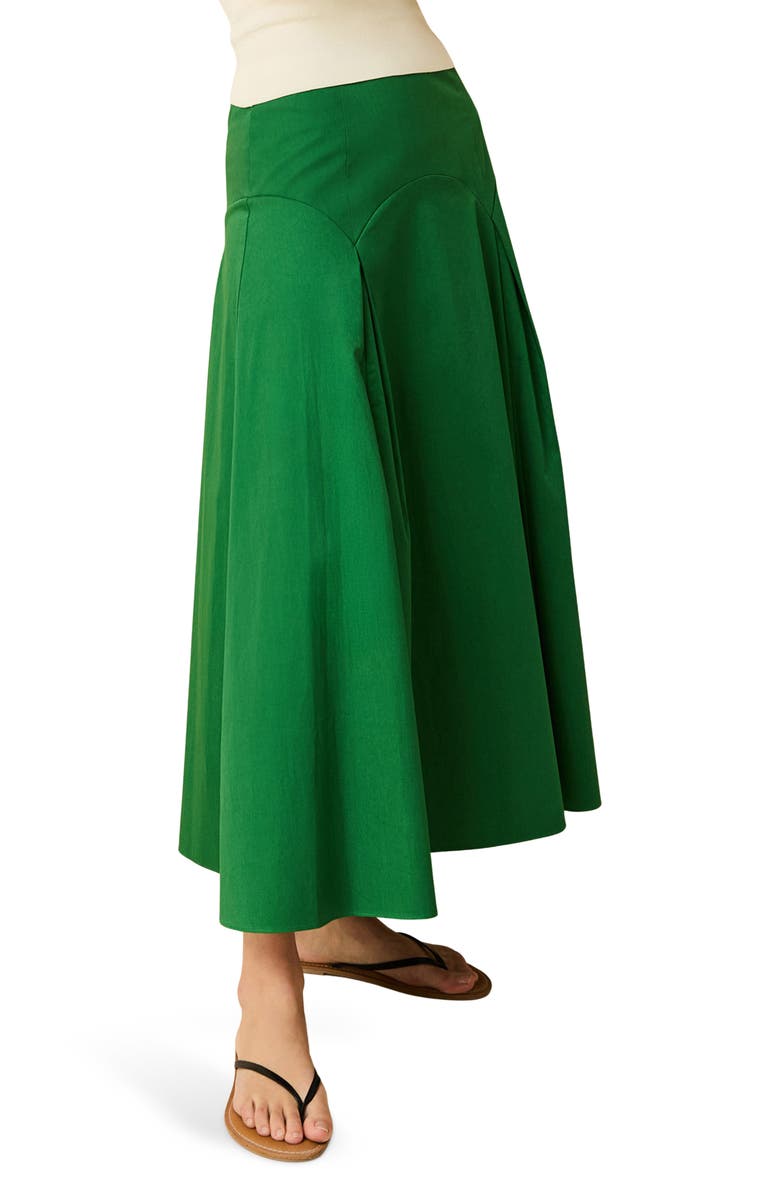 Solid & Striped The Gael Pleated Maxi Skirt, Alternate, color, Tennis Green