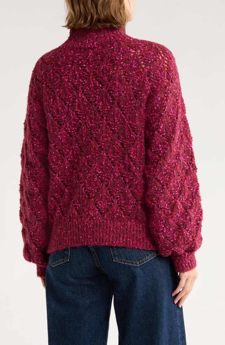 Melrose and Market Fiesta Mock Neck Sweater, Alternate, color, Red Grape Multi