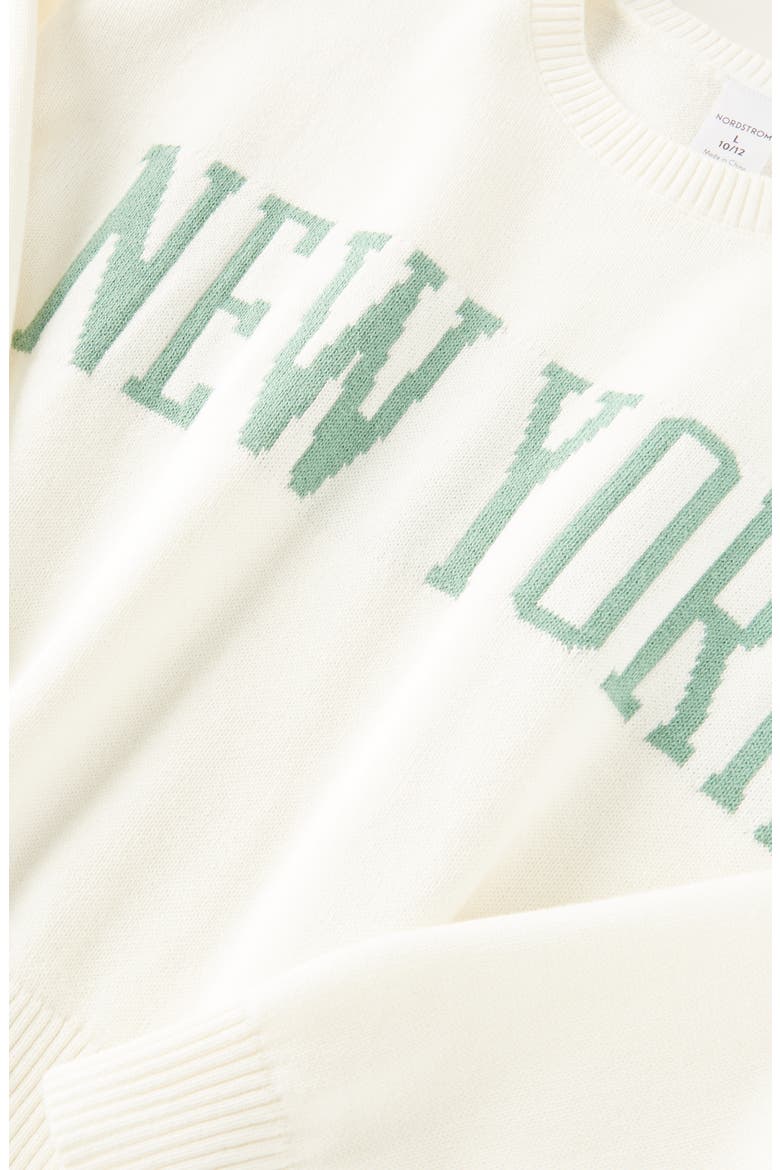 Kids' Intarsia Crewneck Sweater, Alternate, color, IVORY EGRET NEW YORK
