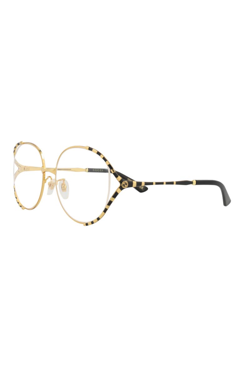 Round Metal Optical Glasses, Alternate, color, GOLD BLACK TRANSPARENT