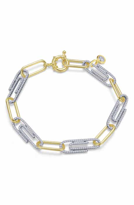 Lafonn Two-Tone Simulated Diamond Paper Clip Bracelet