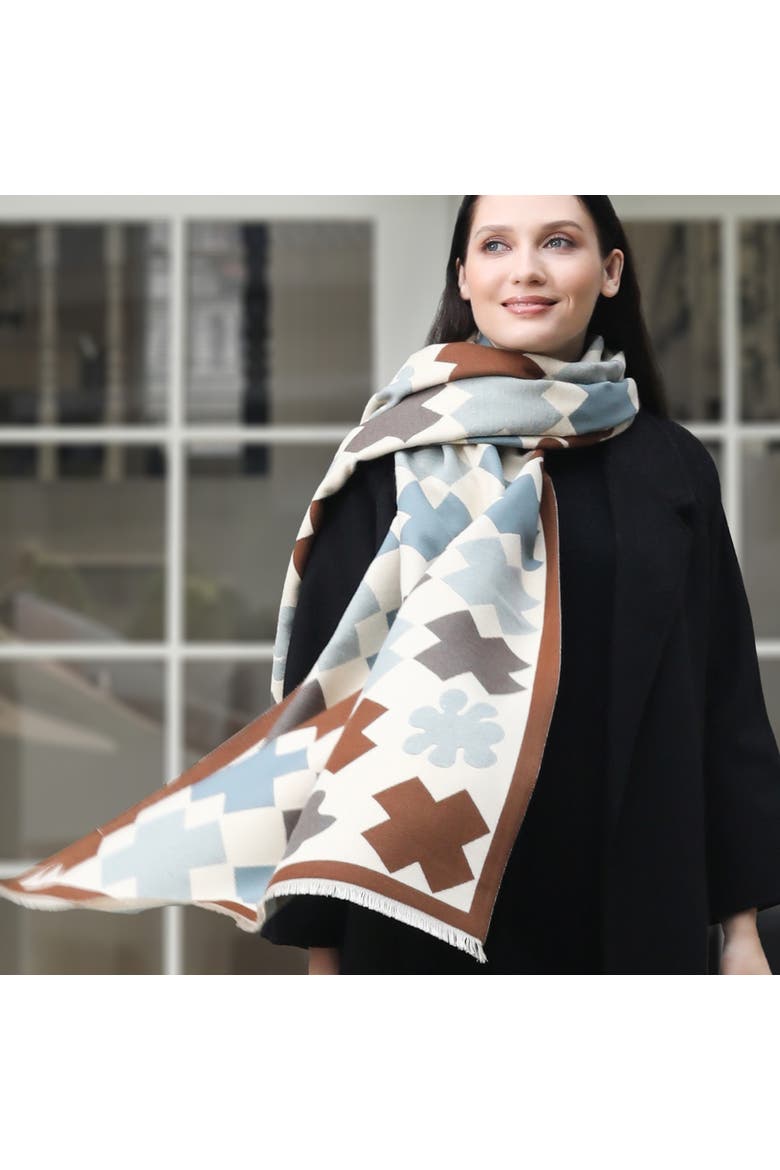 The Charlotte Scarf, Alternate, color, Brown/Light Blue/Cream