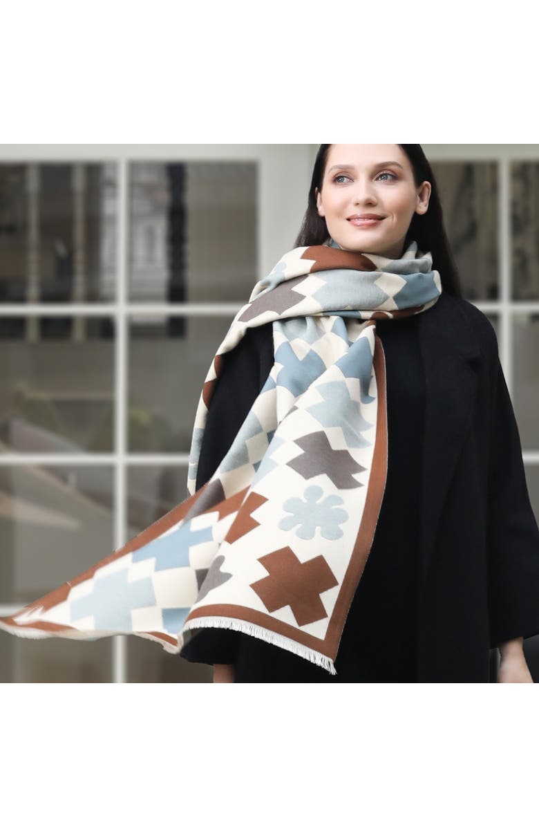 Youzey The Charlotte Scarf, Alternate, color, Brown/Light Blue/Cream
