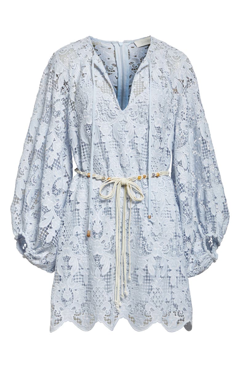 Zimmermann Coco Long Sleeve Guipure Lace Dress, Alternate, color, Powder Blue