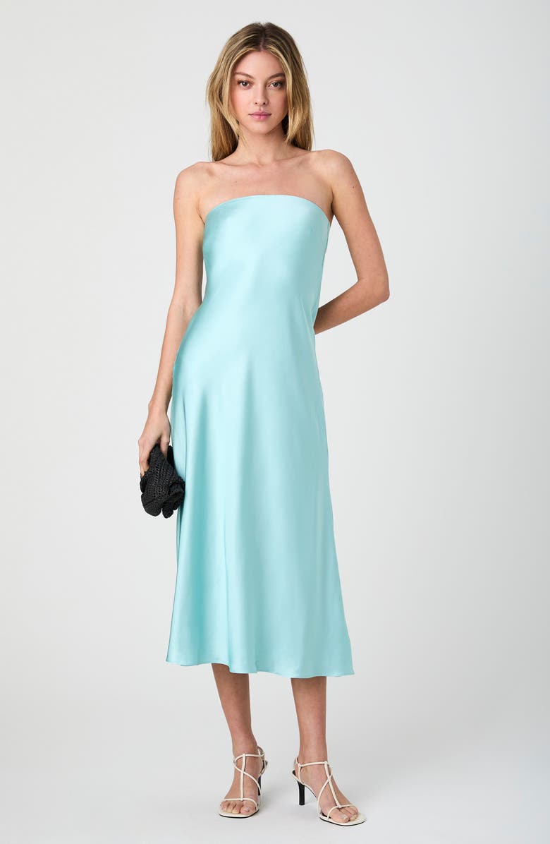 French Connection Oona Strapless Satin Midi Dress, Alternate, color, 