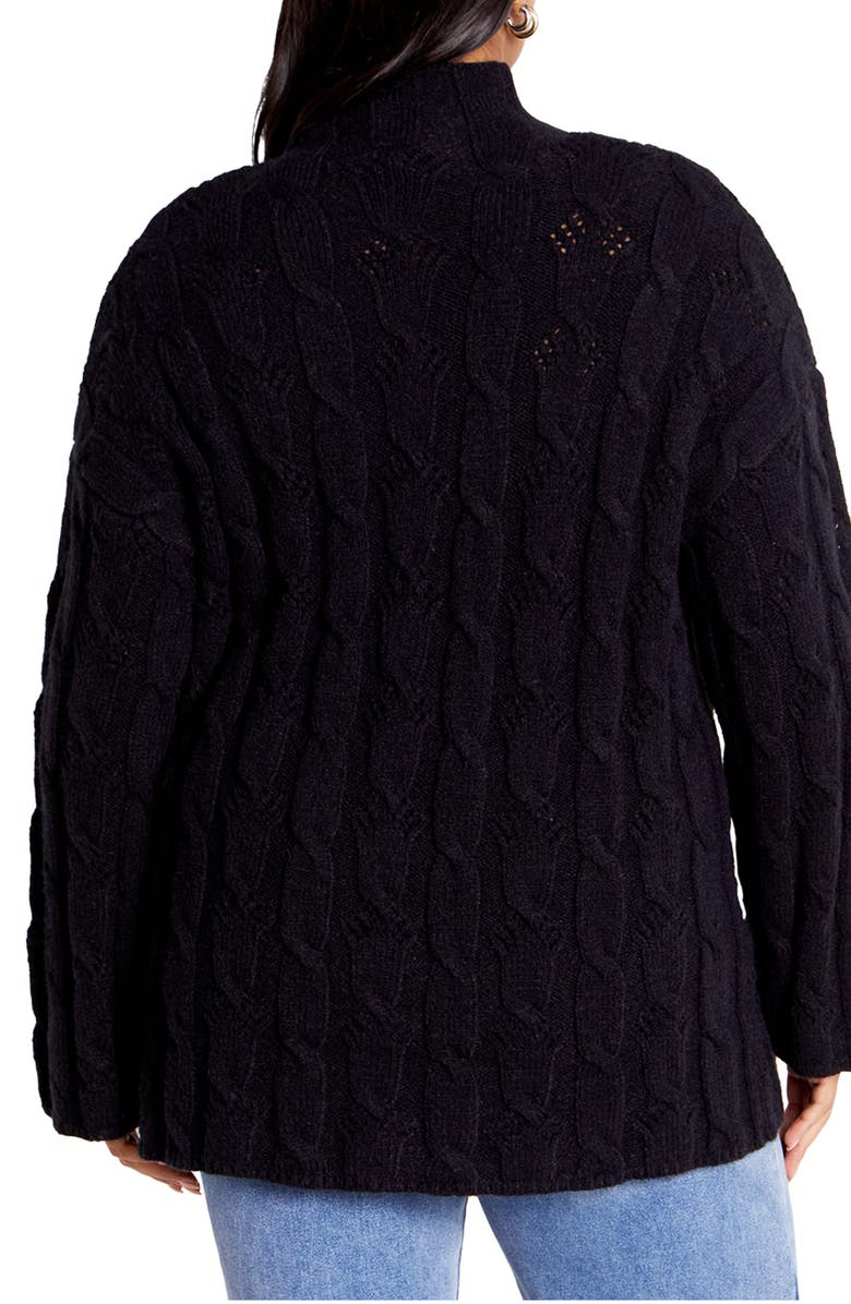 City Chic Iris Mock Neck Cable Knit Sweater, Alternate, color, 