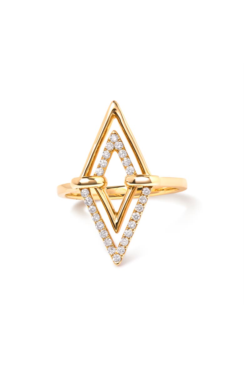 14K Yellow Gold 1/5 Cttw Diamond Double Triangle Ring, Alternate, color, Yellow