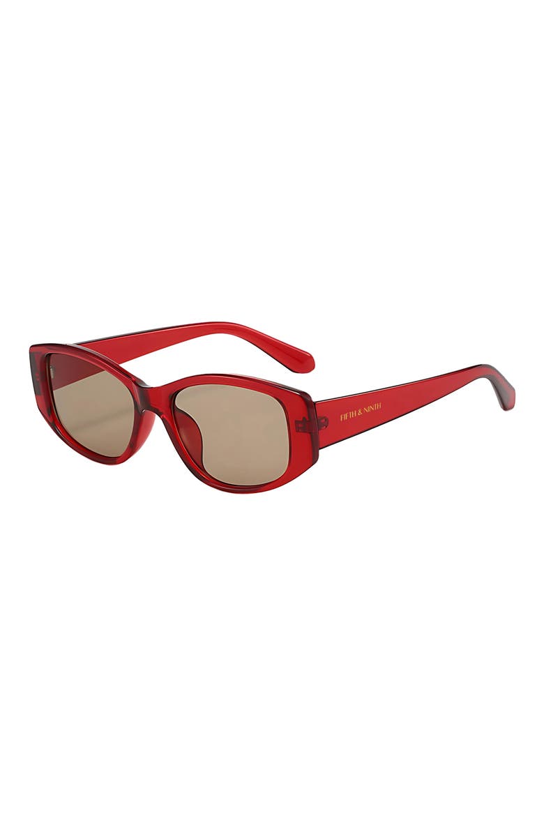 Tara 55mm Polarized Geometric Sunglasses, Alternate, color, RED / BROWN