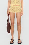 Princess Polly Sun Still Shines Pointelle Stitch Button-Up Top & Shorts Set