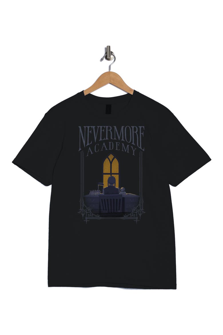 Wednesday Nevermore Graphic T-Shirt, Alternate, color, BLACK