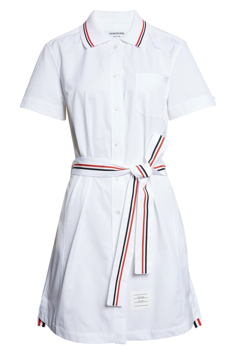 Belted Cotton Poplin Shirtdress, Alternate, color, WHITE