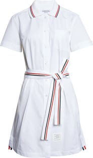 Thom Browne Belted Cotton Poplin Shirtdress