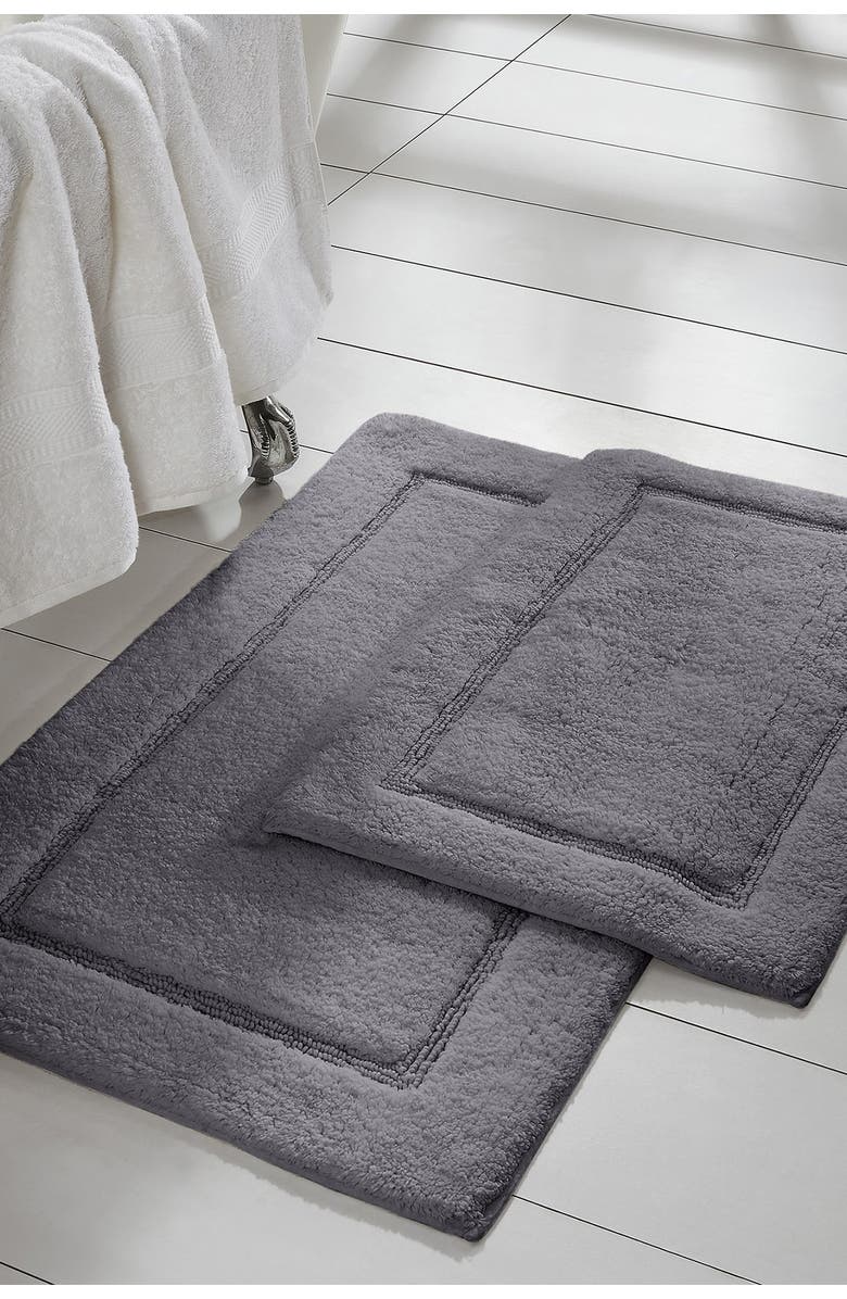 Modern Threads Solid Loop Non-Slip Bath Mat 2-Piece Set, Main, color, Charcoal