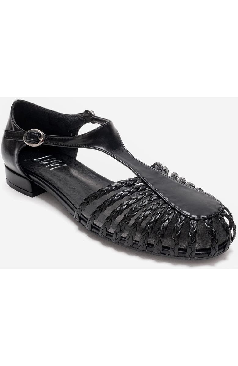 Prologue Shoes Onos Woven T Strap Sandal, Main, color, Black