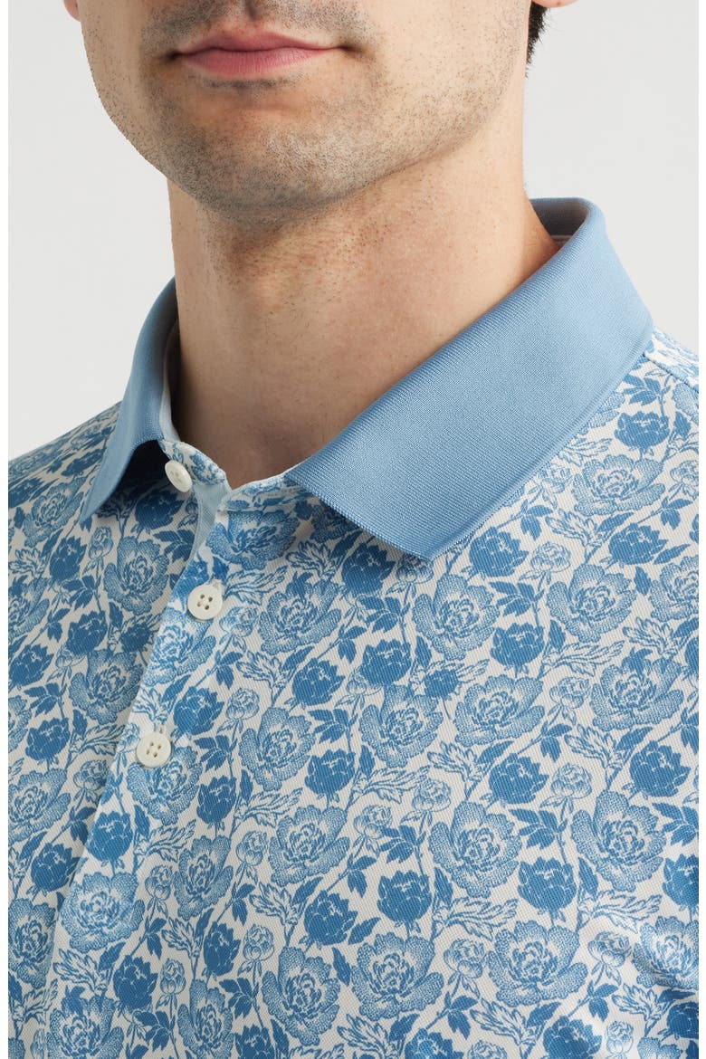 Haven Floral Performance Golf Polo, Alternate, color, BLUE SHADOW
