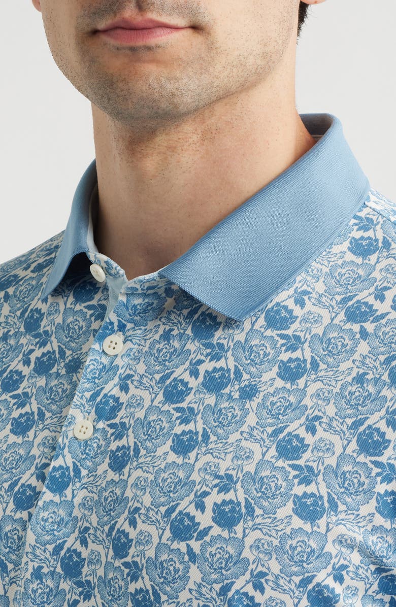 Swannies Haven Floral Performance Golf Polo, Alternate, color, Blue Shadow